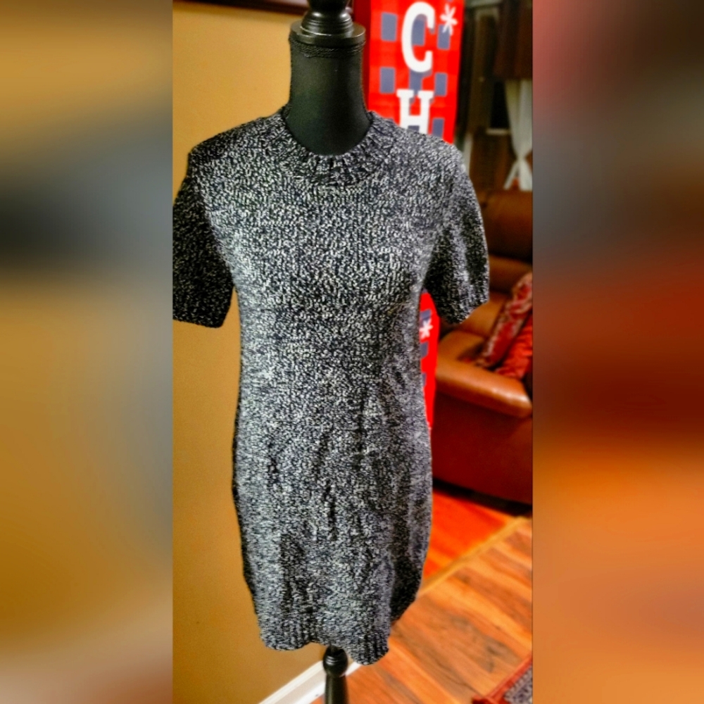 Zara Black& White Wool Blend Sweater Dress, Size Small. NWT